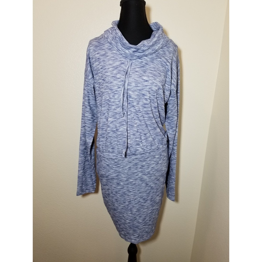 Venus Cowl Neck Long Sleeve Dress Size S Blue Athleisure Travel Activewear NWOT